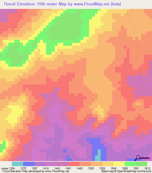 Timoti,Zambia Elevation Map