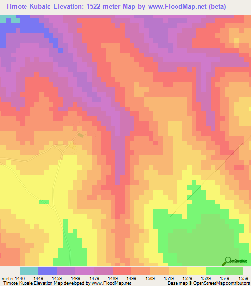 Timote Kubale,Zambia Elevation Map