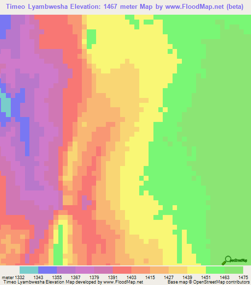 Timeo Lyambwesha,Zambia Elevation Map