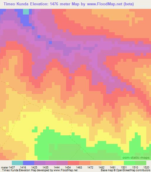 Timeo Kunda,Zambia Elevation Map