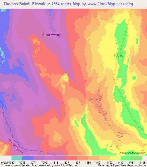 Thomas Bukali,Zambia Elevation Map