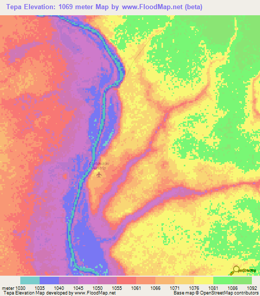 Tepa,Zambia Elevation Map