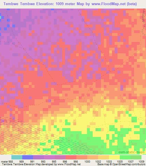 Tembwe Tembwe,Zambia Elevation Map