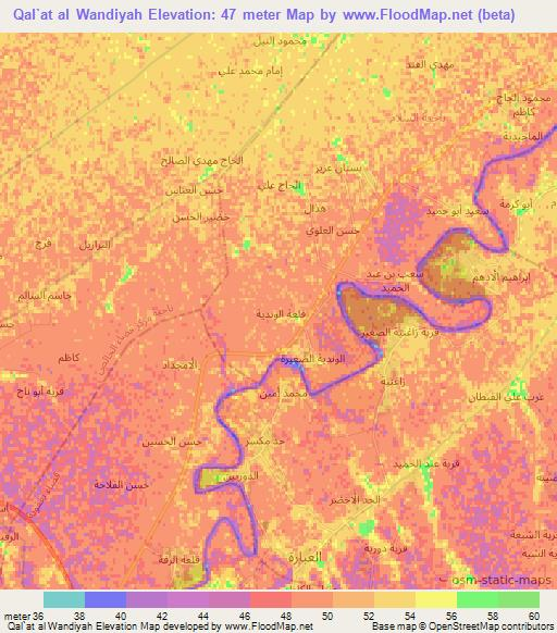 Qal`at al Wandiyah,Iraq Elevation Map
