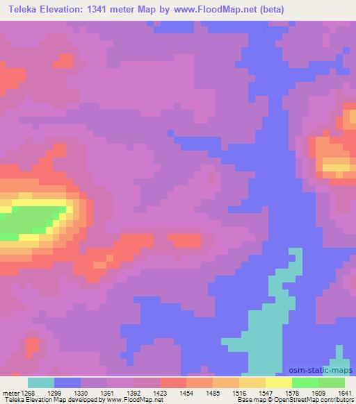 Teleka,Zambia Elevation Map