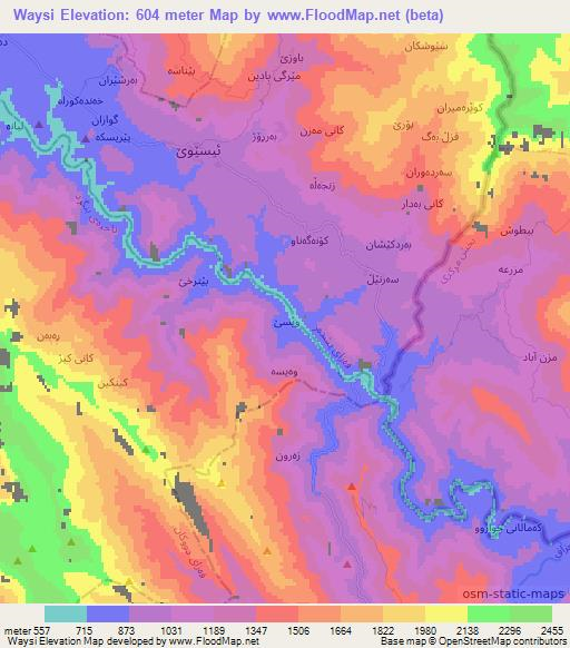 Waysi,Iraq Elevation Map