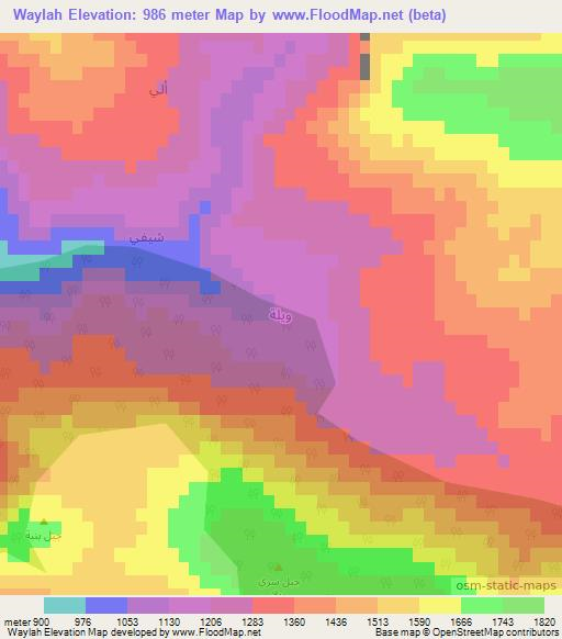 Waylah,Iraq Elevation Map