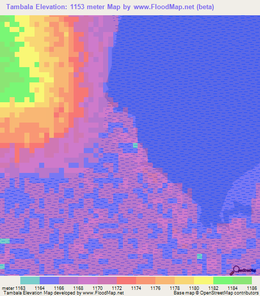 Tambala,Zambia Elevation Map