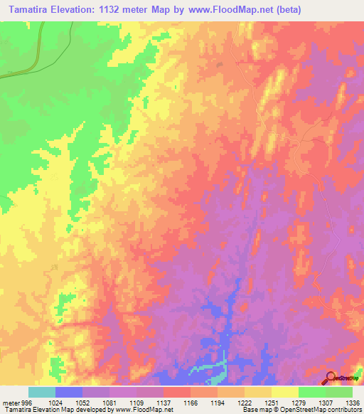 Tamatira,Zambia Elevation Map