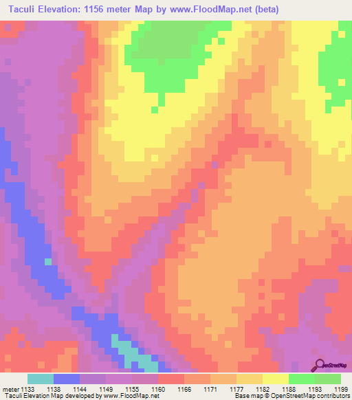 Taculi,Zambia Elevation Map