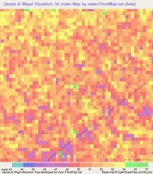 Qaryat al Waysi,Iraq Elevation Map