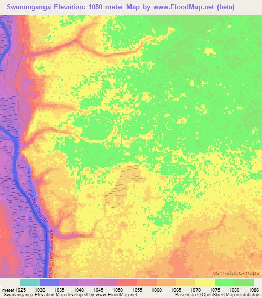 Swananganga,Zambia Elevation Map