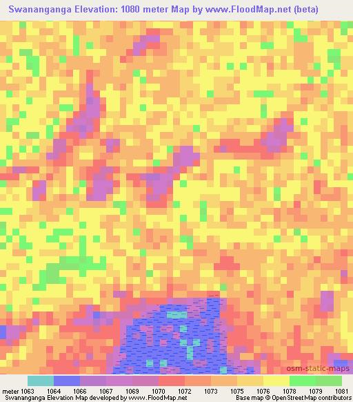 Swananganga,Zambia Elevation Map