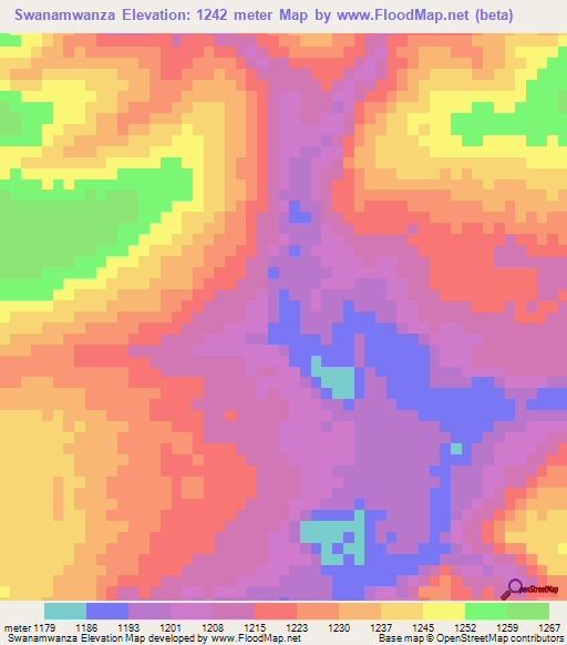 Swanamwanza,Zambia Elevation Map