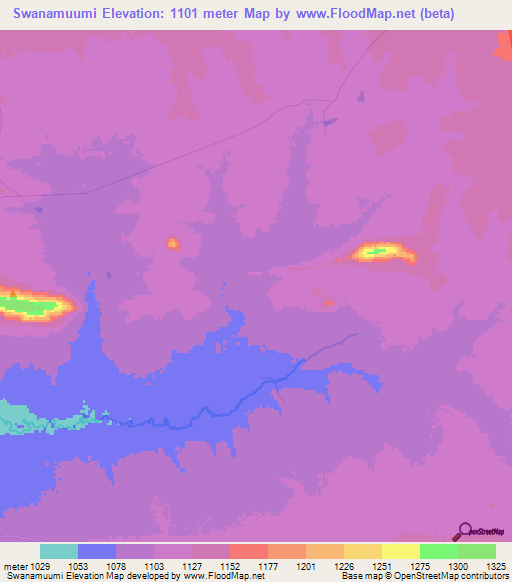 Swanamuumi,Zambia Elevation Map