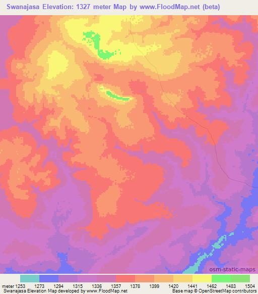 Swanajasa,Zambia Elevation Map