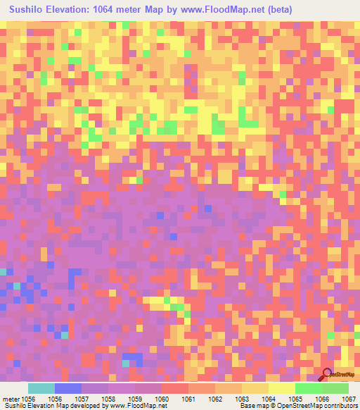 Sushilo,Zambia Elevation Map