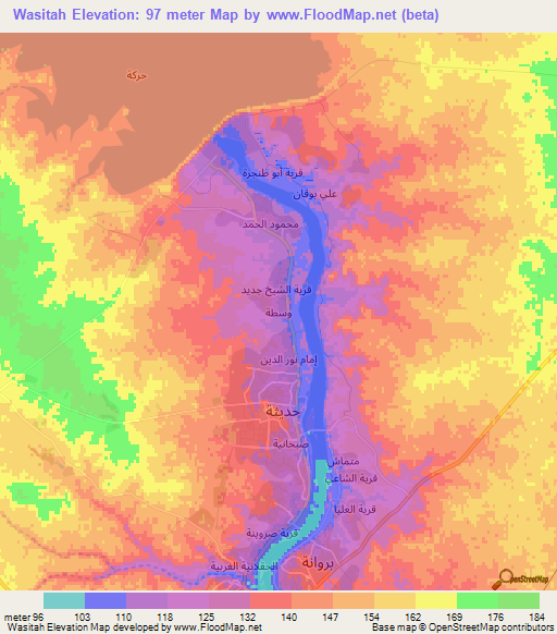 Wasitah,Iraq Elevation Map