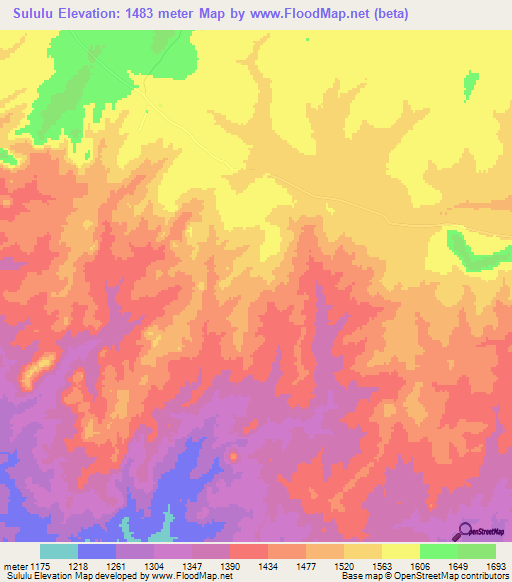 Sululu,Zambia Elevation Map