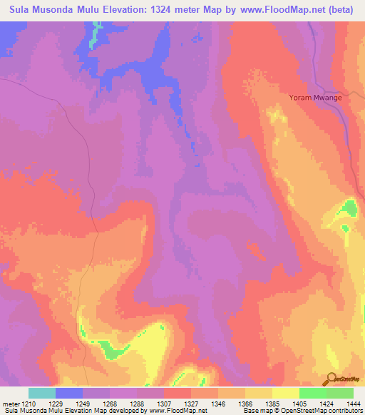 Sula Musonda Mulu,Zambia Elevation Map