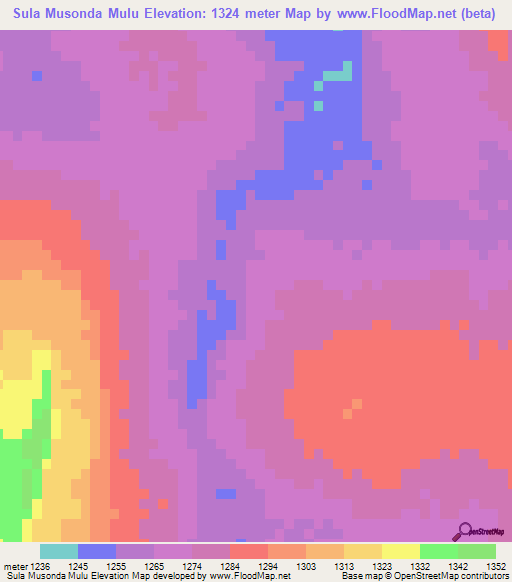 Sula Musonda Mulu,Zambia Elevation Map