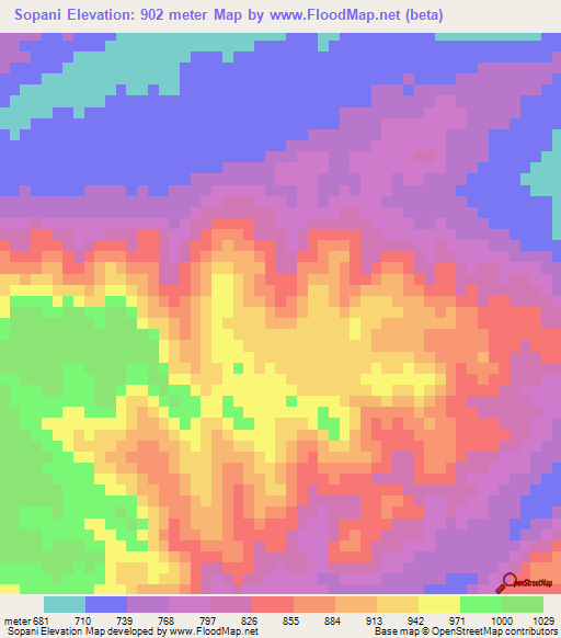 Sopani,Zambia Elevation Map