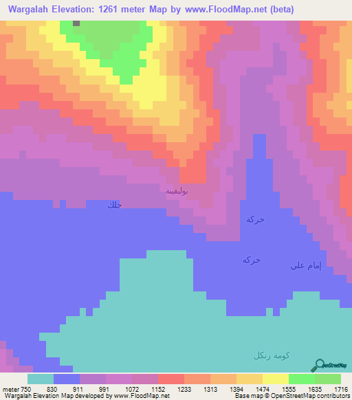 Wargalah,Iraq Elevation Map