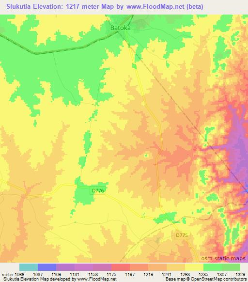 Slukutia,Zambia Elevation Map