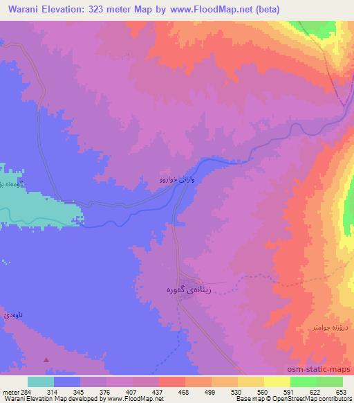 Warani,Iraq Elevation Map