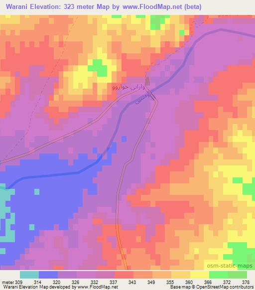 Warani,Iraq Elevation Map