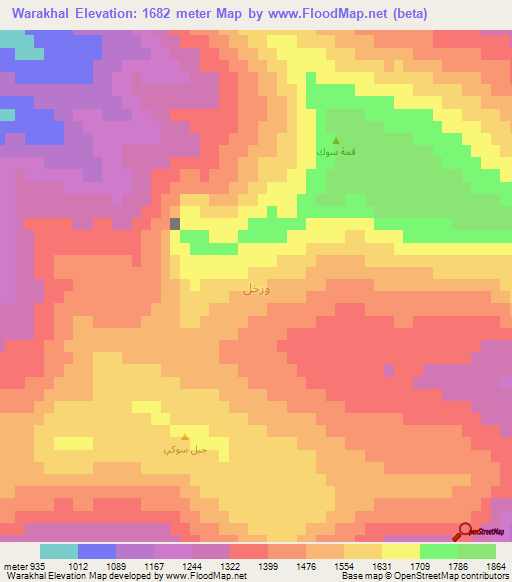 Warakhal,Iraq Elevation Map