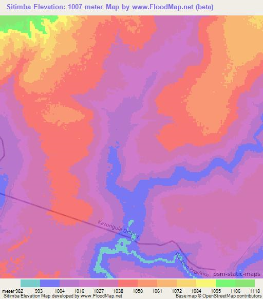 Sitimba,Zambia Elevation Map