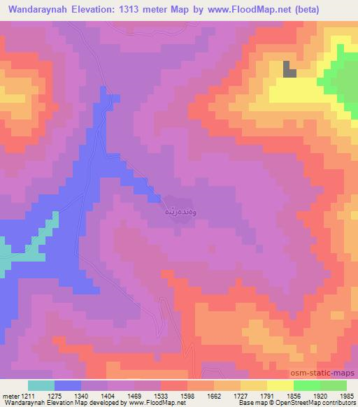 Wandaraynah,Iraq Elevation Map