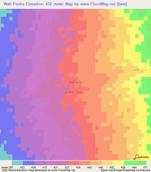 Wali Pasha,Iraq Elevation Map