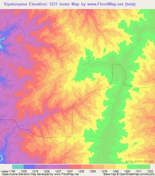 Sipatunyana,Zambia Elevation Map