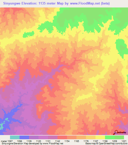 Sinyungwe,Zambia Elevation Map