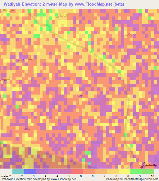 Wadiyah,Iraq Elevation Map