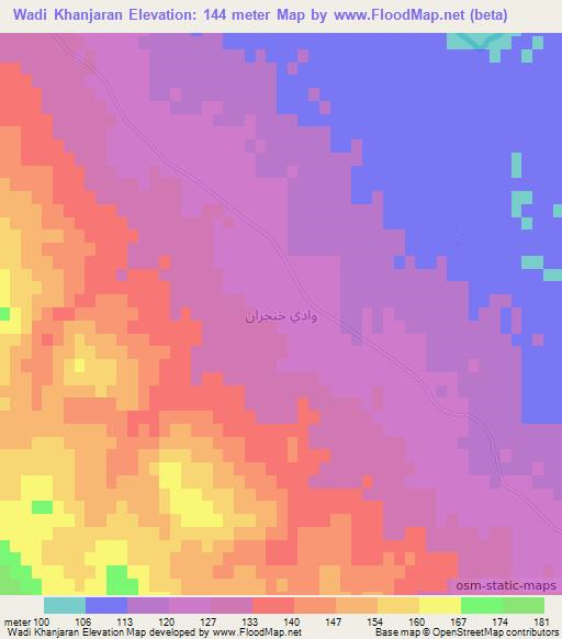 Wadi Khanjaran,Iraq Elevation Map