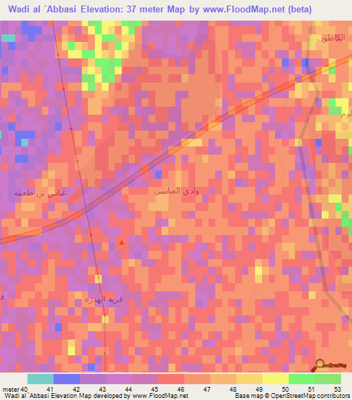 Wadi al `Abbasi,Iraq Elevation Map