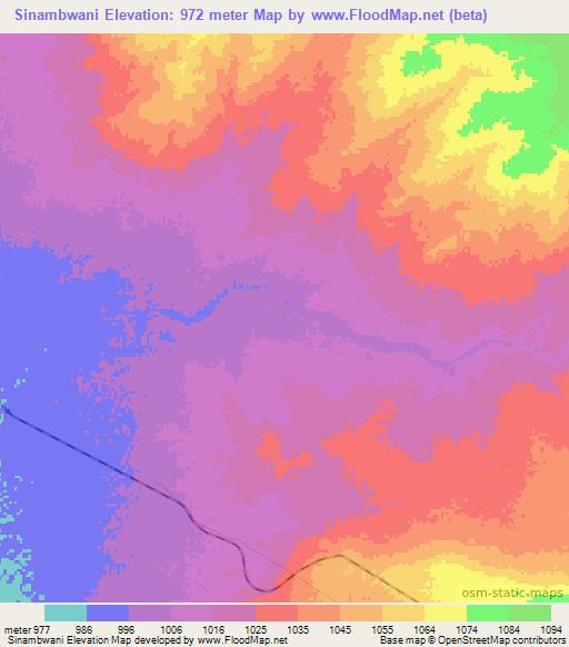 Sinambwani,Zambia Elevation Map