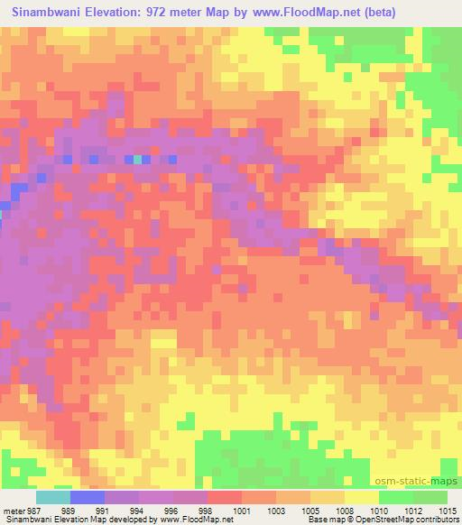 Sinambwani,Zambia Elevation Map