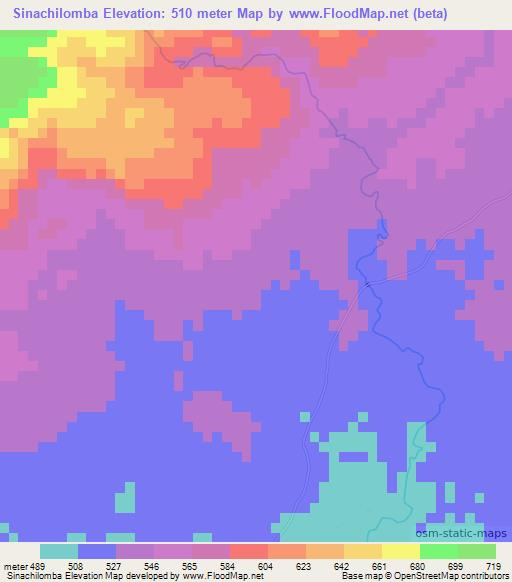 Sinachilomba,Zambia Elevation Map
