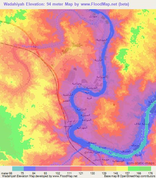 Wadahiyah,Iraq Elevation Map