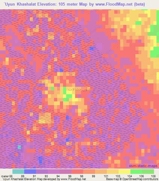 `Uyun Khashalat,Iraq Elevation Map