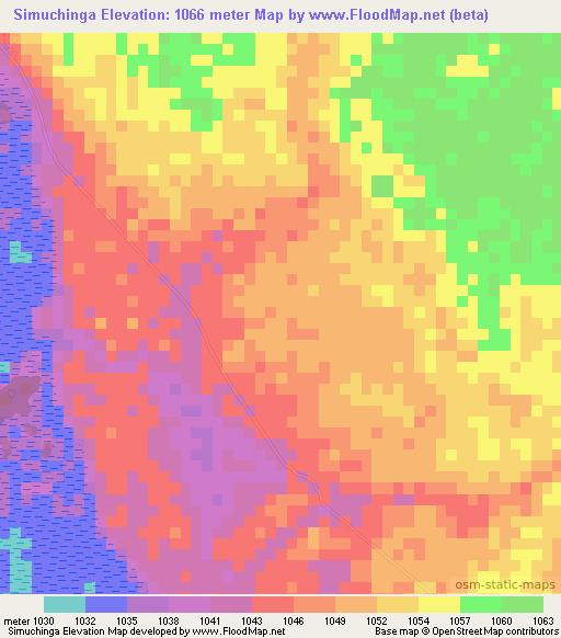 Simuchinga,Zambia Elevation Map