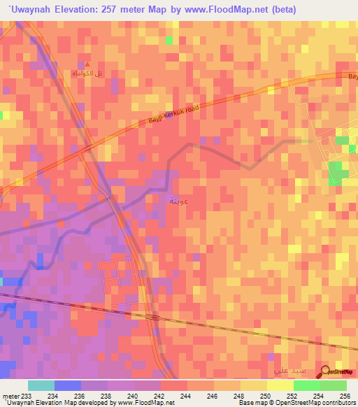 `Uwaynah,Iraq Elevation Map