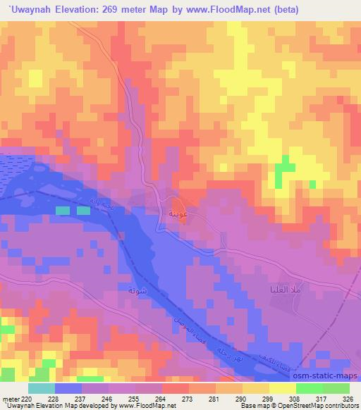 `Uwaynah,Iraq Elevation Map