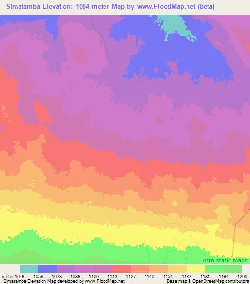 Simatamba,Zambia Elevation Map