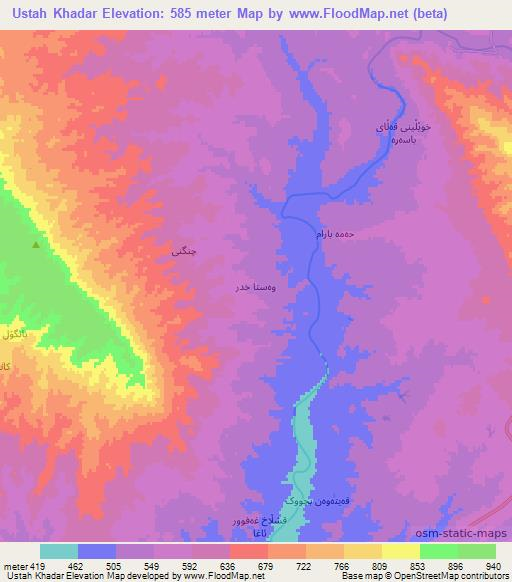 Ustah Khadar,Iraq Elevation Map