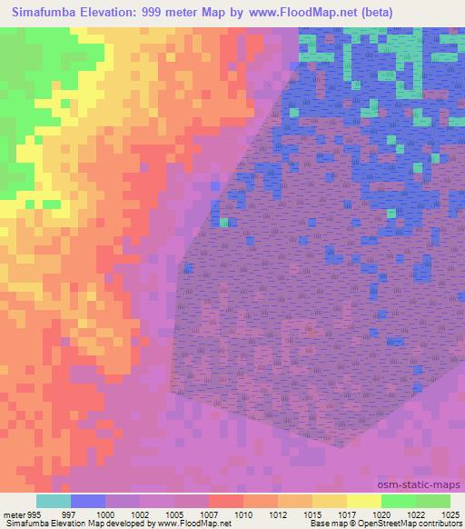 Simafumba,Zambia Elevation Map